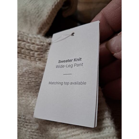 Auden Sweater Knit Wide Leg Pajama Set Cream Color Womens Size Large - Picture 7 of 12